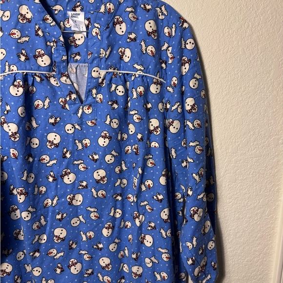 Lands’ End 100% Cotton Flannel Snowman Print Christmas Nightgown House Dress 1X - Picture 4 of 9
